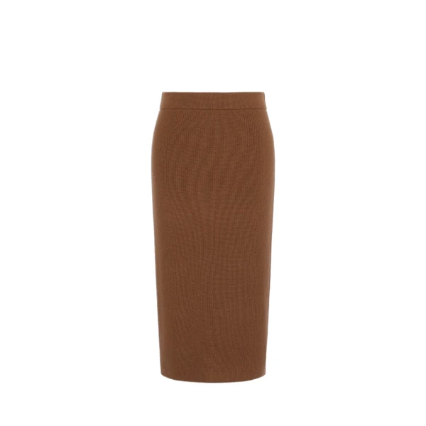 Max Mara Zucca Wool and Cashmere Pencil Skirt in Tobacco | Pencil Skirts | Coveti