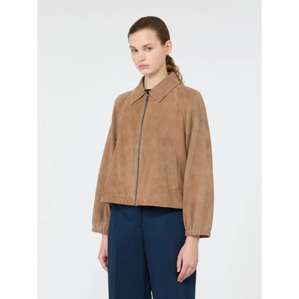 Max Mara Zuppa Suede Jacket in Beige | Leather Jackets | Coveti