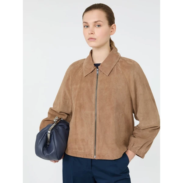 Max Mara Zuppa Suede Jacket in Beige | Leather Jackets | Coveti