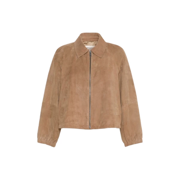 Max Mara Zuppa Suede Jacket in Beige | Leather Jackets | Coveti