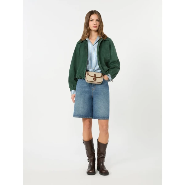 Max Mara Zuppa Suede Jacket in Dark Green | Leather Jackets | Coveti