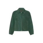 Max Mara Zuppa Suede Jacket in Dark Green | Leather Jackets | Coveti