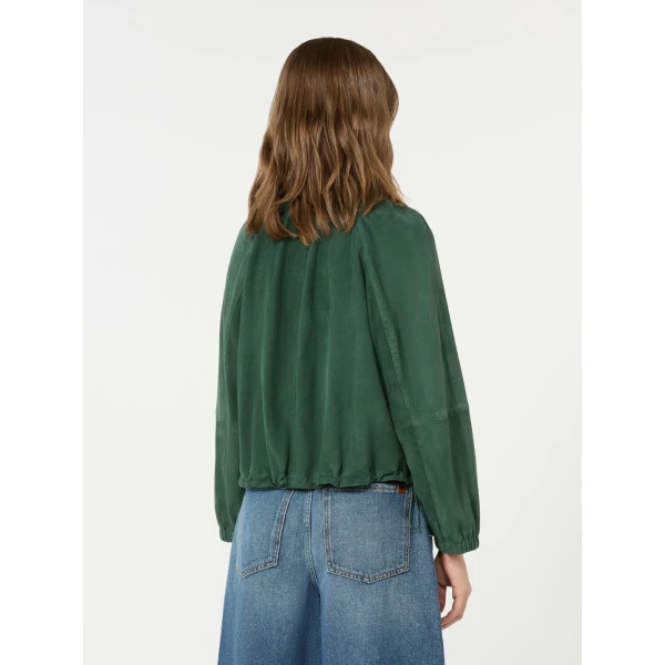 Max Mara Zuppa Suede Jacket in Dark Green | Leather Jackets | Coveti