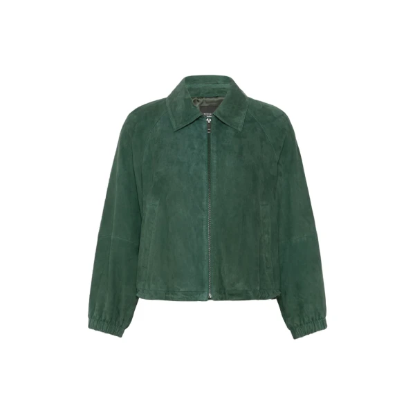 Max Mara Zuppa Suede Jacket in Dark Green | Leather Jackets | Coveti