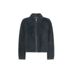 Max Mara Zuppa Suede Jacket in Navy | Leather Jackets | Coveti