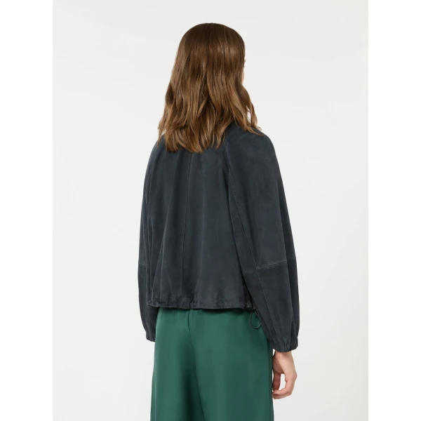 Max Mara Zuppa Suede Jacket in Navy | Leather Jackets | Coveti