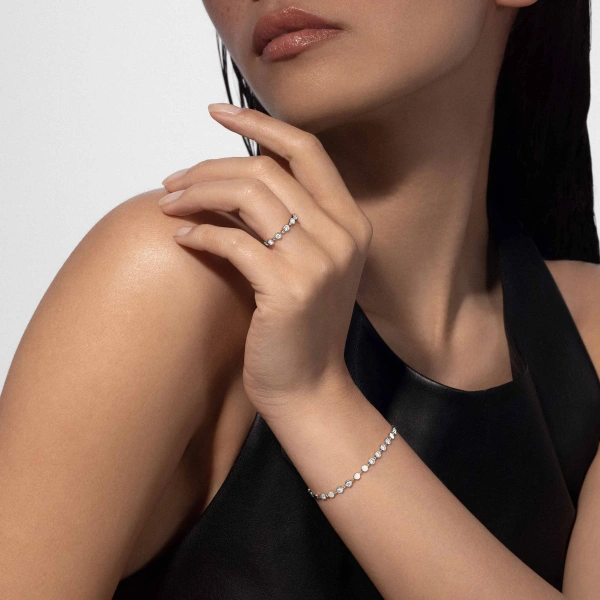 Messika D-Vibes Diamond Chain Bracelet in 18K White Gold, Small Model | Fine Bracelets | Coveti