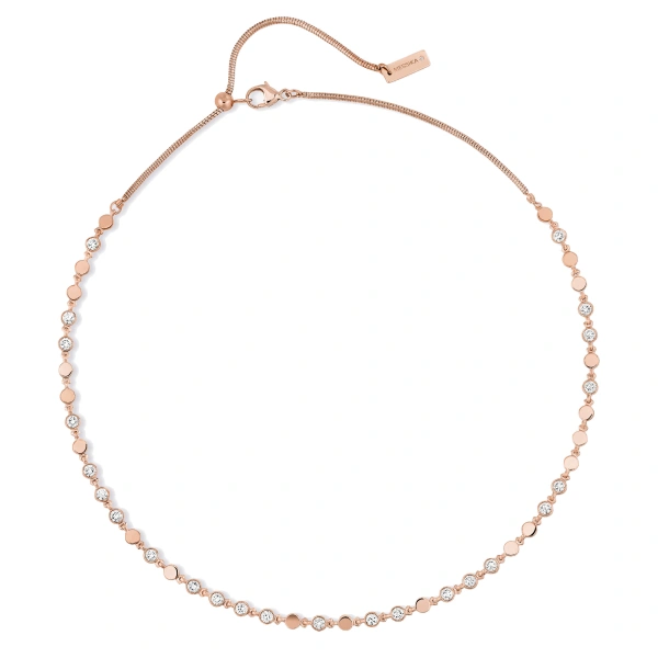 Messika D-Vibes Diamond Chain Necklace in 18K Pink Gold, Small Model | Fine Necklaces | Coveti