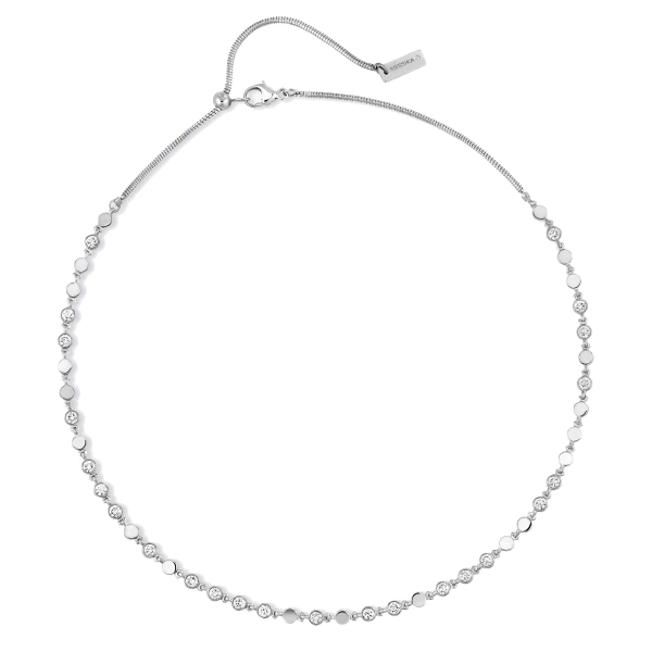 Messika D-Vibes Diamond Chain Necklace in 18K White Gold, Small Model | Fine Necklaces | Coveti
