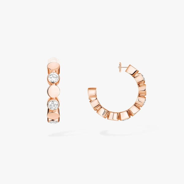 Messika D-Vibes Hoop Earrings in 18K Pink Gold | Fine Earrings | Coveti