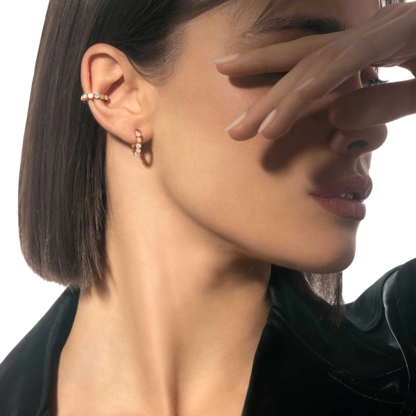 Messika D-Vibes Hoop Earrings in 18K Pink Gold | Fine Earrings | Coveti