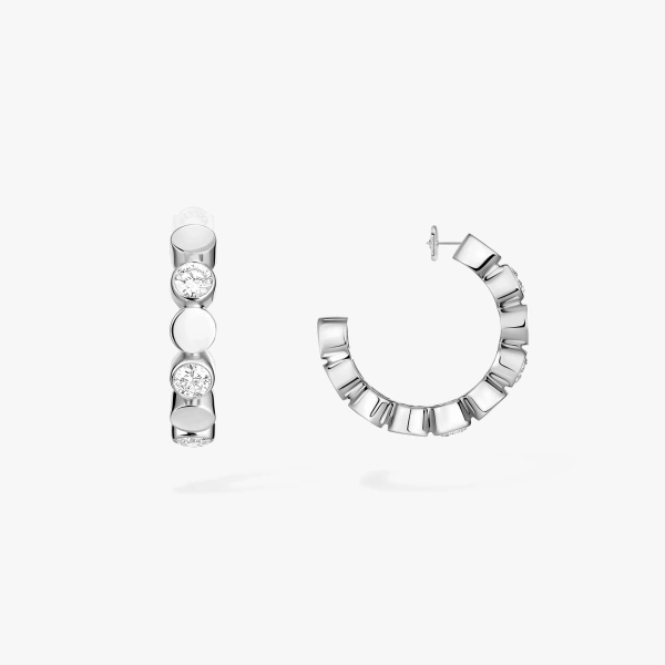 Messika D-Vibes Hoop Earrings in 18K White Gold | Fine Earrings | Coveti