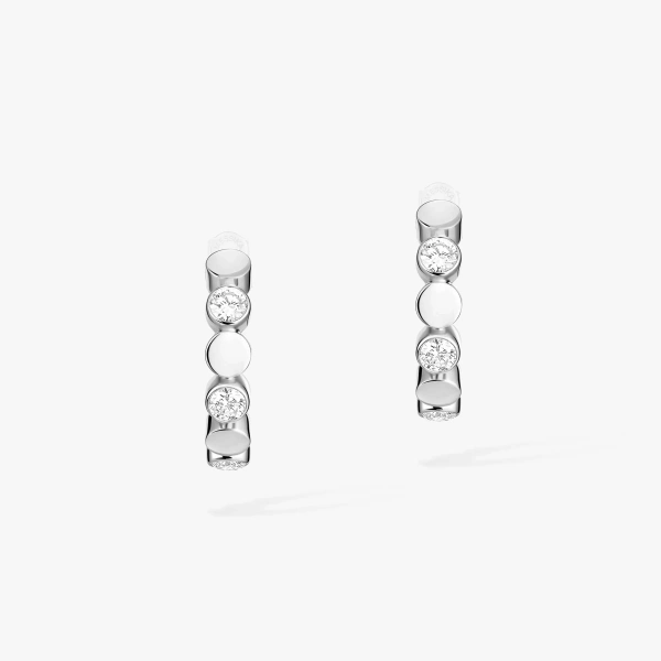 Messika D-Vibes Hoop Earrings in 18K White Gold | Fine Earrings | Coveti