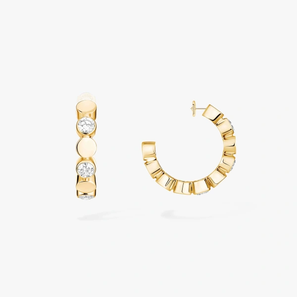 Messika D-Vibes Hoop Earrings in 18K Yellow Gold | Fine Earrings | Coveti