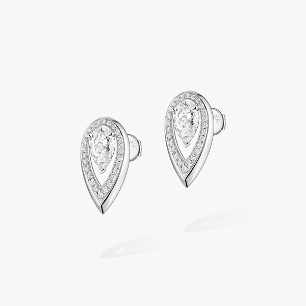 Messika Fiery Earrings in 18K White Gold, Large Model | Fine Earrings | Coveti