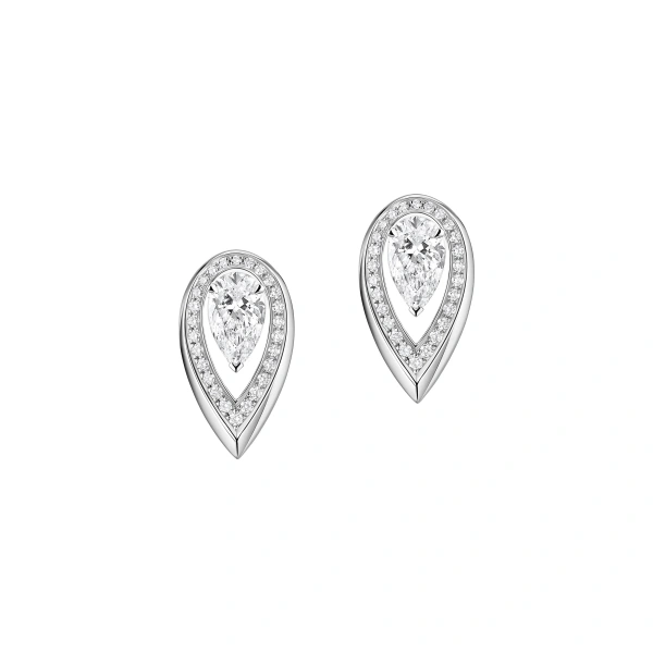 Fiery Earrings in 18K White Gold, Large Model