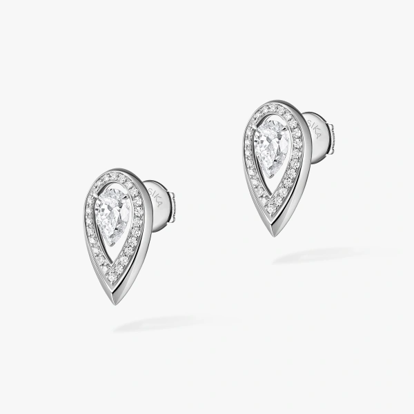 Messika Fiery Earrings in 18K White Gold, Medium Model | Fine Earrings | Coveti
