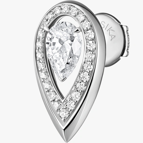 Messika Fiery Earrings in 18K White Gold, Medium Model | Fine Earrings | Coveti