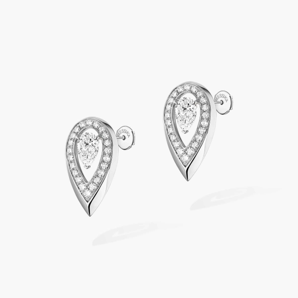Messika Fiery Earrings in 18K White Gold, Small Model | Fine Earrings | Coveti