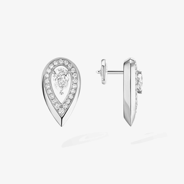 Messika Fiery Earrings in 18K White Gold, Small Model | Fine Earrings | Coveti