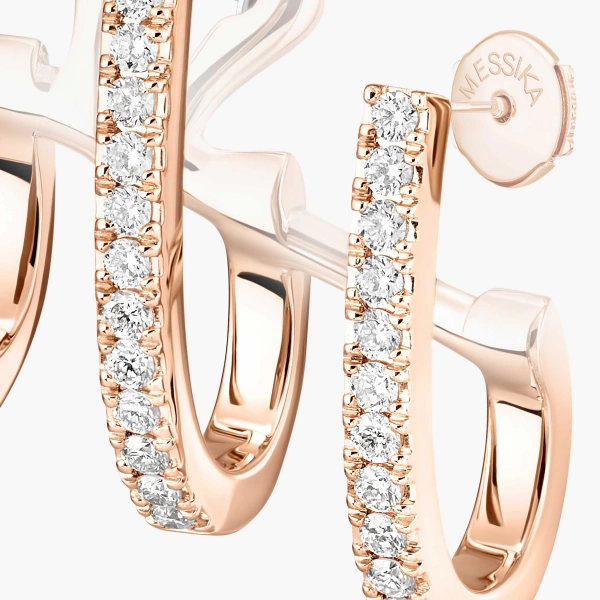 Messika Gatsby Asymmetrical Earrings in 18K Pink Gold | Fine Earrings | Coveti