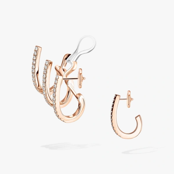 Messika Gatsby Asymmetrical Earrings in 18K Pink Gold | Fine Earrings | Coveti