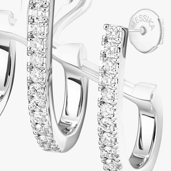Messika Gatsby Asymmetrical Earrings in 18K White Gold | Fine Earrings | Coveti