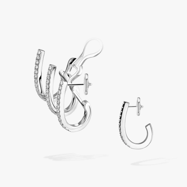 Messika Gatsby Asymmetrical Earrings in 18K White Gold | Fine Earrings | Coveti