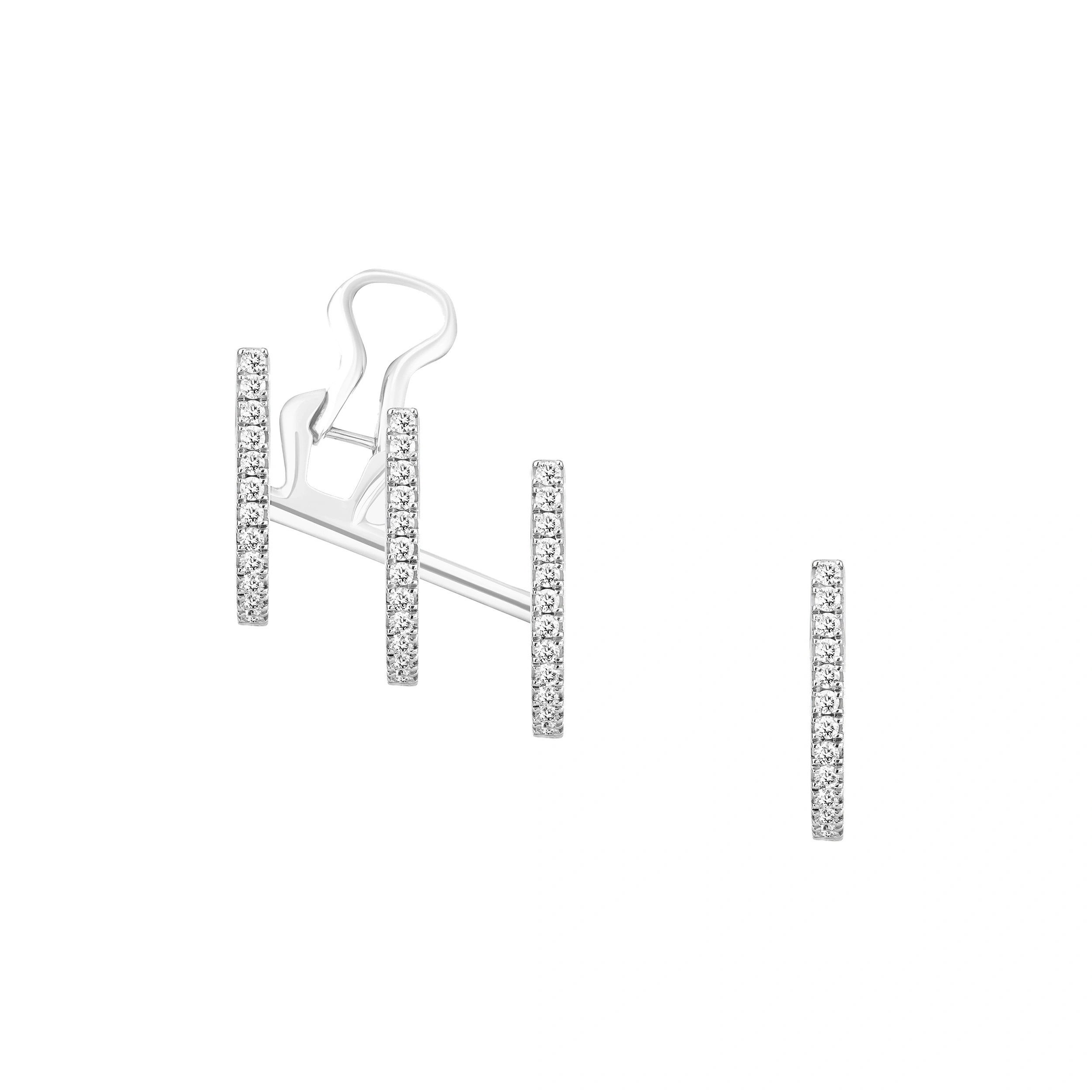 Messika Gatsby Asymmetrical Earrings in 18K White Gold Messika Gatsby Asymmetrical Earrings in 18K White Gold | Fine Earrings | Coveti
