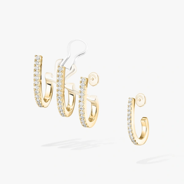 Messika Gatsby Asymmetrical Earrings in 18K Yellow Gold | Fine Earrings | Coveti