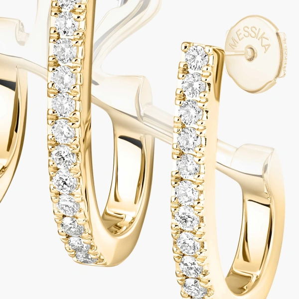 Messika Gatsby Asymmetrical Earrings in 18K Yellow Gold | Fine Earrings | Coveti
