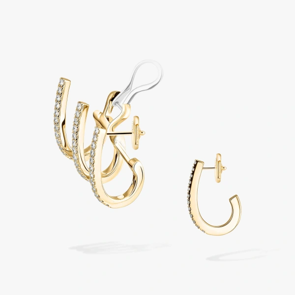 Messika Gatsby Asymmetrical Earrings in 18K Yellow Gold | Fine Earrings | Coveti