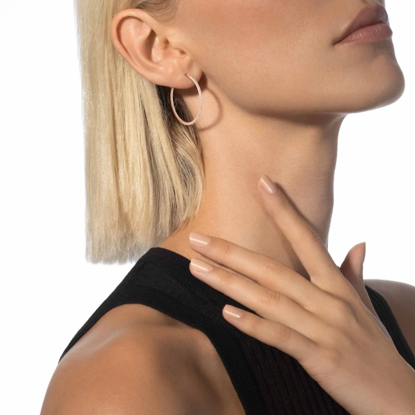 Messika Gatsby Hoop Earrings in 18K Pink Gold, Medium Model | Fine Earrings | Coveti