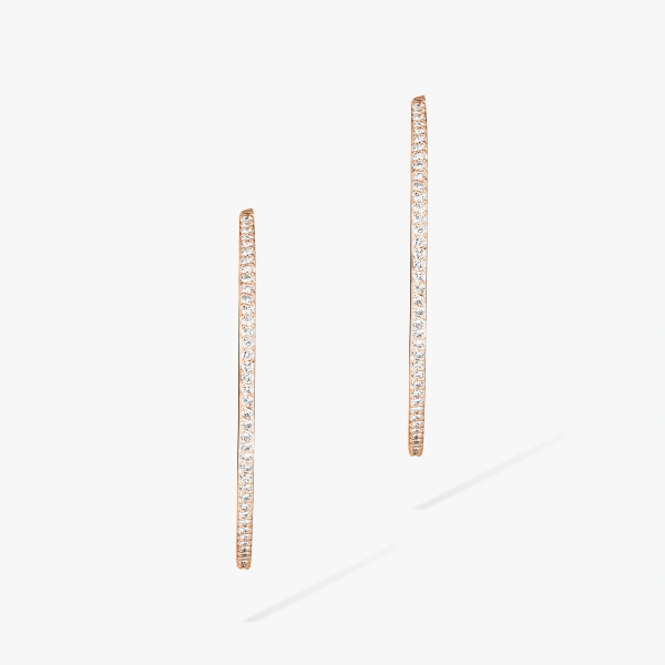 Messika Gatsby Hoop Earrings in 18K Pink Gold, Medium Model | Fine Earrings | Coveti