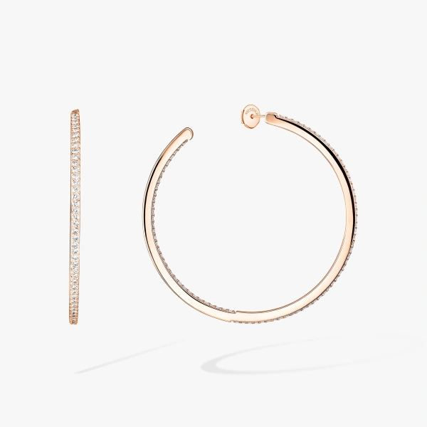 Messika Gatsby Hoop Earrings in 18K Pink Gold, Medium Model | Fine Earrings | Coveti