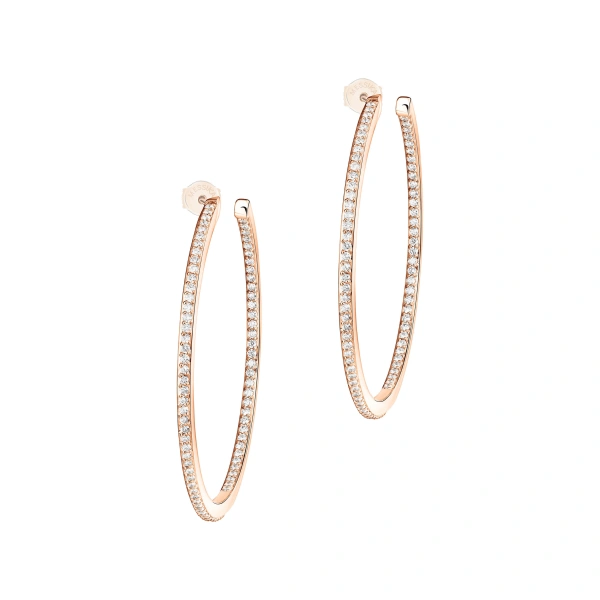 Messika Gatsby Hoop Earrings in 18K Pink Gold, Medium Model | Fine Earrings | Coveti