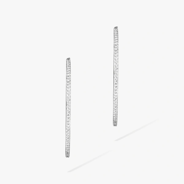 Messika Gatsby Hoop Earrings in 18K White Gold, Medium Model | Fine Earrings | Coveti