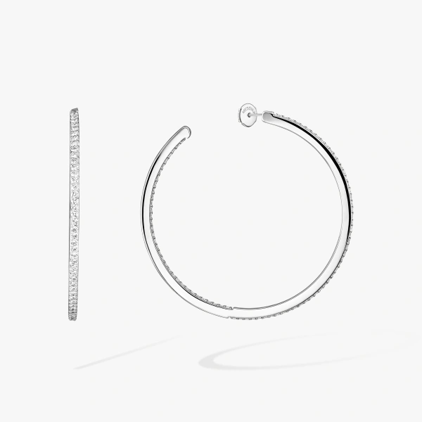 Messika Gatsby Hoop Earrings in 18K White Gold, Medium Model | Fine Earrings | Coveti