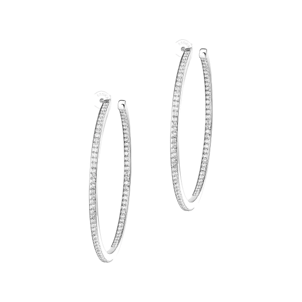 Messika Gatsby Hoop Earrings in 18K White Gold, Medium Model | Fine Earrings | Coveti