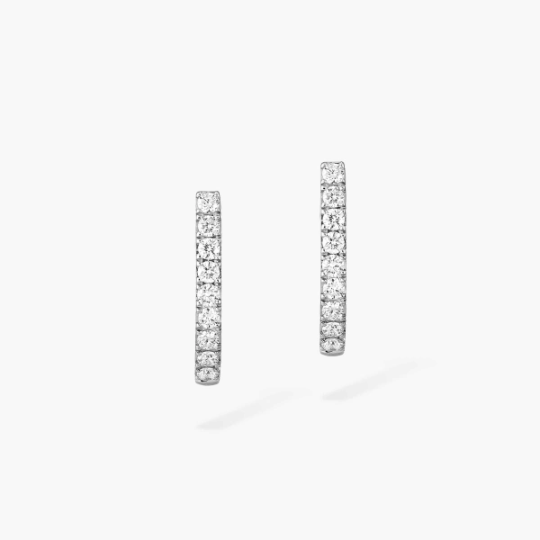 Messika Gatsby Hoop Earrings in 18K White Gold, Small Model | Fine Earrings | Coveti