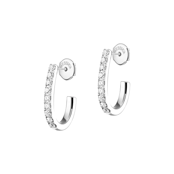 Messika Gatsby Hoop Earrings in 18K White Gold, Small Model | Fine Earrings | Coveti