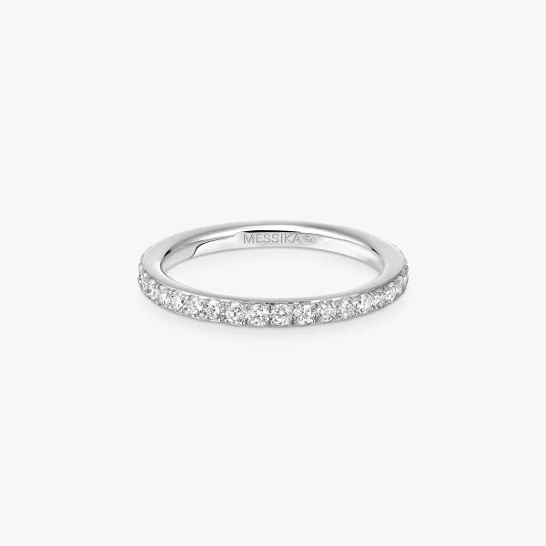 Messika Gatsby Wedding Band in 18K White Gold, Medium Model | Fine Rings | Coveti