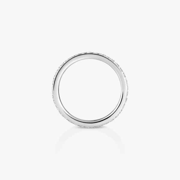 Messika Gatsby Wedding Band in 18K White Gold, Medium Model | Fine Rings | Coveti