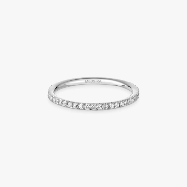 Messika Gatsby Wedding Band in 18K White Gold, Small Model | Fine Rings | Coveti