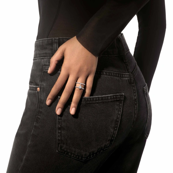 Messika Glam'Azone Pave Ring in 18K White Gold | Fine Rings | Coveti