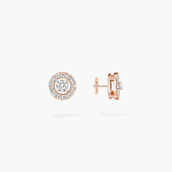 Messika Joy Brilliant-Cut Earrings in 18K Pink Gold, Mini Model | Fine Earrings | Coveti