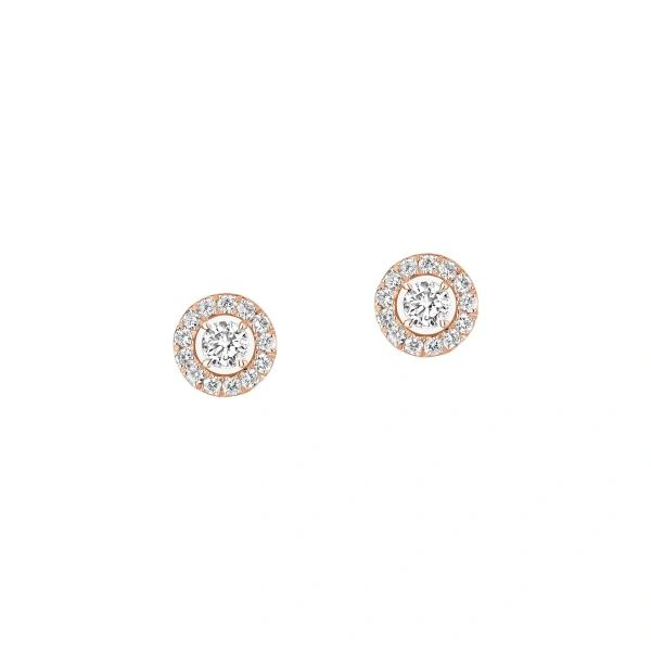 Messika Joy Brilliant-Cut Earrings in 18K Pink Gold, Mini Model | Fine Earrings | Coveti