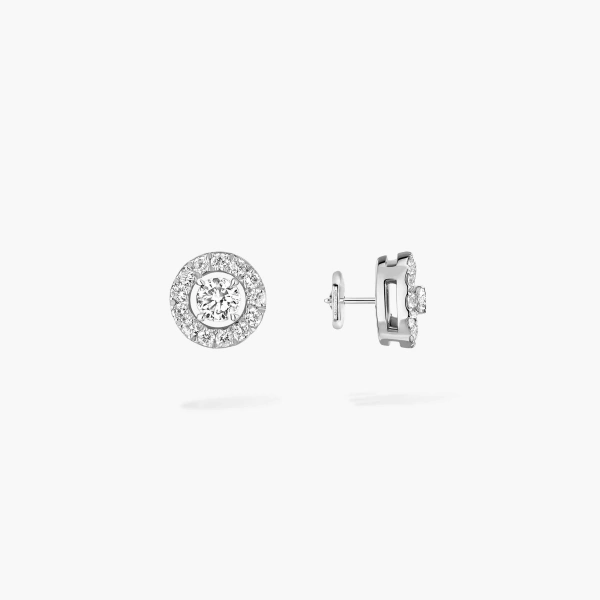 Messika Joy Brilliant-Cut Earrings in 18K White Gold, Mini Model | Fine Earrings | Coveti