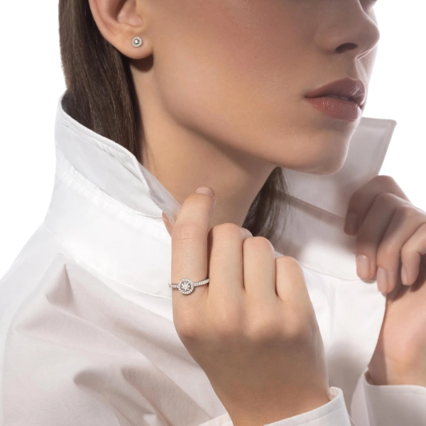 Messika Joy Brilliant-Cut Earrings in 18K White Gold, Mini Model | Fine Earrings | Coveti