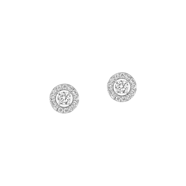 Joy Brilliant-Cut Earrings in 18K White Gold, Mini Model